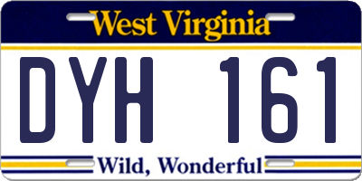 WV license plate DYH161