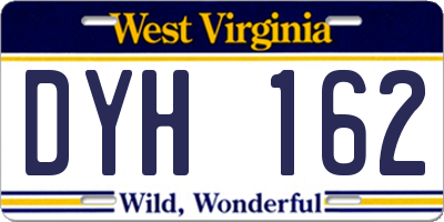 WV license plate DYH162