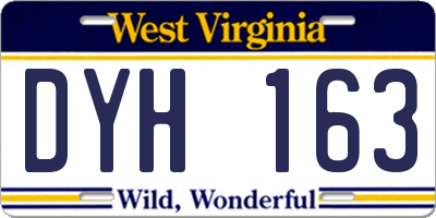 WV license plate DYH163