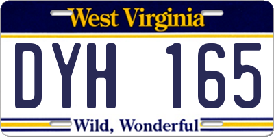 WV license plate DYH165