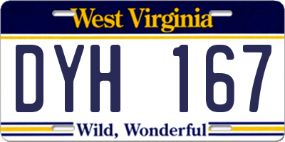 WV license plate DYH167