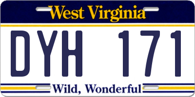 WV license plate DYH171