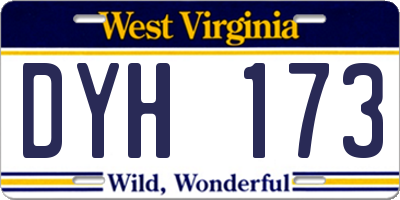 WV license plate DYH173