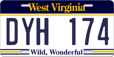 WV license plate DYH174