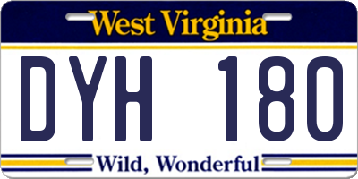 WV license plate DYH180