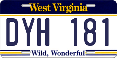 WV license plate DYH181