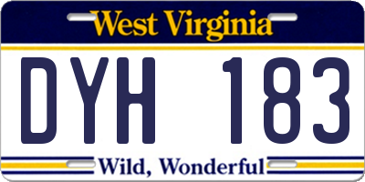 WV license plate DYH183