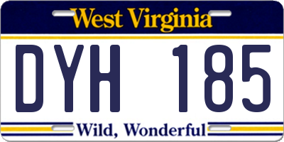 WV license plate DYH185