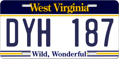 WV license plate DYH187