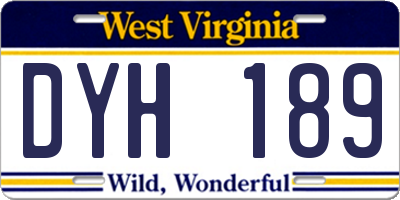 WV license plate DYH189