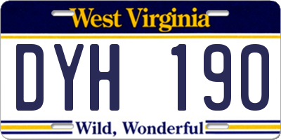 WV license plate DYH190