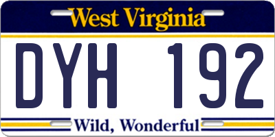 WV license plate DYH192