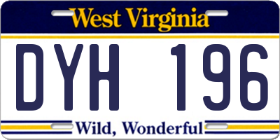 WV license plate DYH196