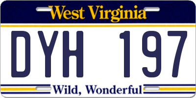 WV license plate DYH197