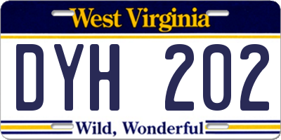 WV license plate DYH202