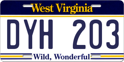 WV license plate DYH203