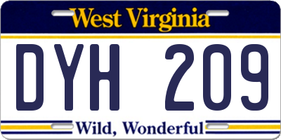 WV license plate DYH209