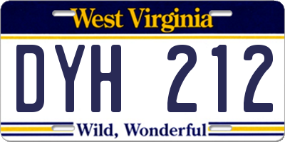 WV license plate DYH212