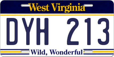 WV license plate DYH213