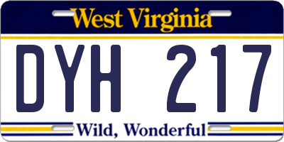 WV license plate DYH217