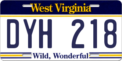 WV license plate DYH218