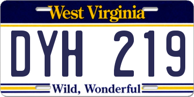 WV license plate DYH219