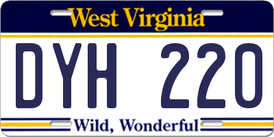 WV license plate DYH220