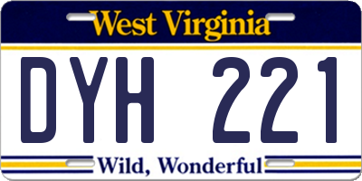 WV license plate DYH221