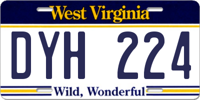 WV license plate DYH224