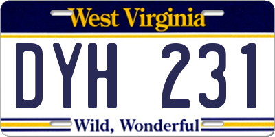 WV license plate DYH231