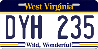 WV license plate DYH235