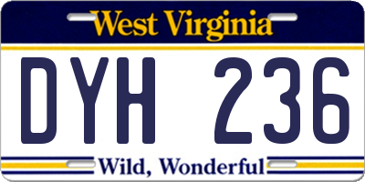WV license plate DYH236