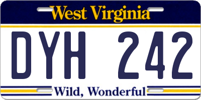 WV license plate DYH242