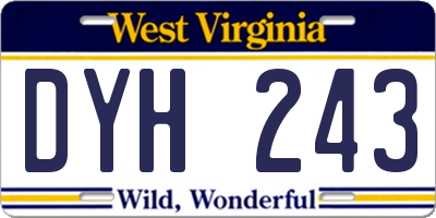 WV license plate DYH243