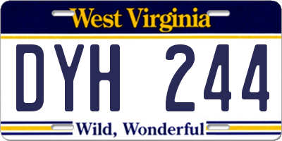 WV license plate DYH244