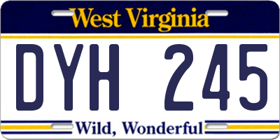 WV license plate DYH245