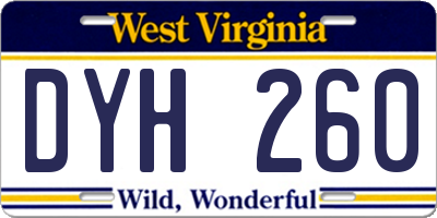 WV license plate DYH260