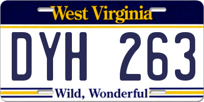 WV license plate DYH263