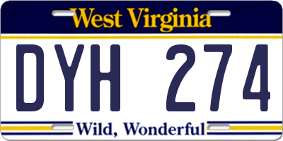 WV license plate DYH274