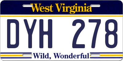WV license plate DYH278