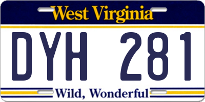 WV license plate DYH281