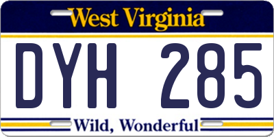 WV license plate DYH285