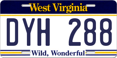 WV license plate DYH288
