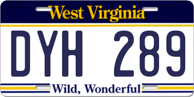 WV license plate DYH289