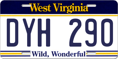 WV license plate DYH290