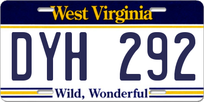 WV license plate DYH292