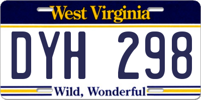 WV license plate DYH298