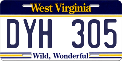 WV license plate DYH305