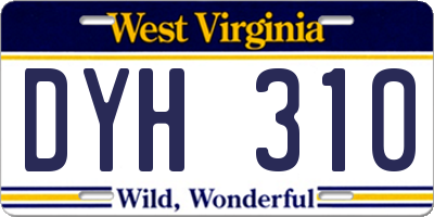 WV license plate DYH310