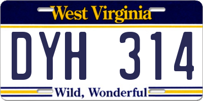 WV license plate DYH314